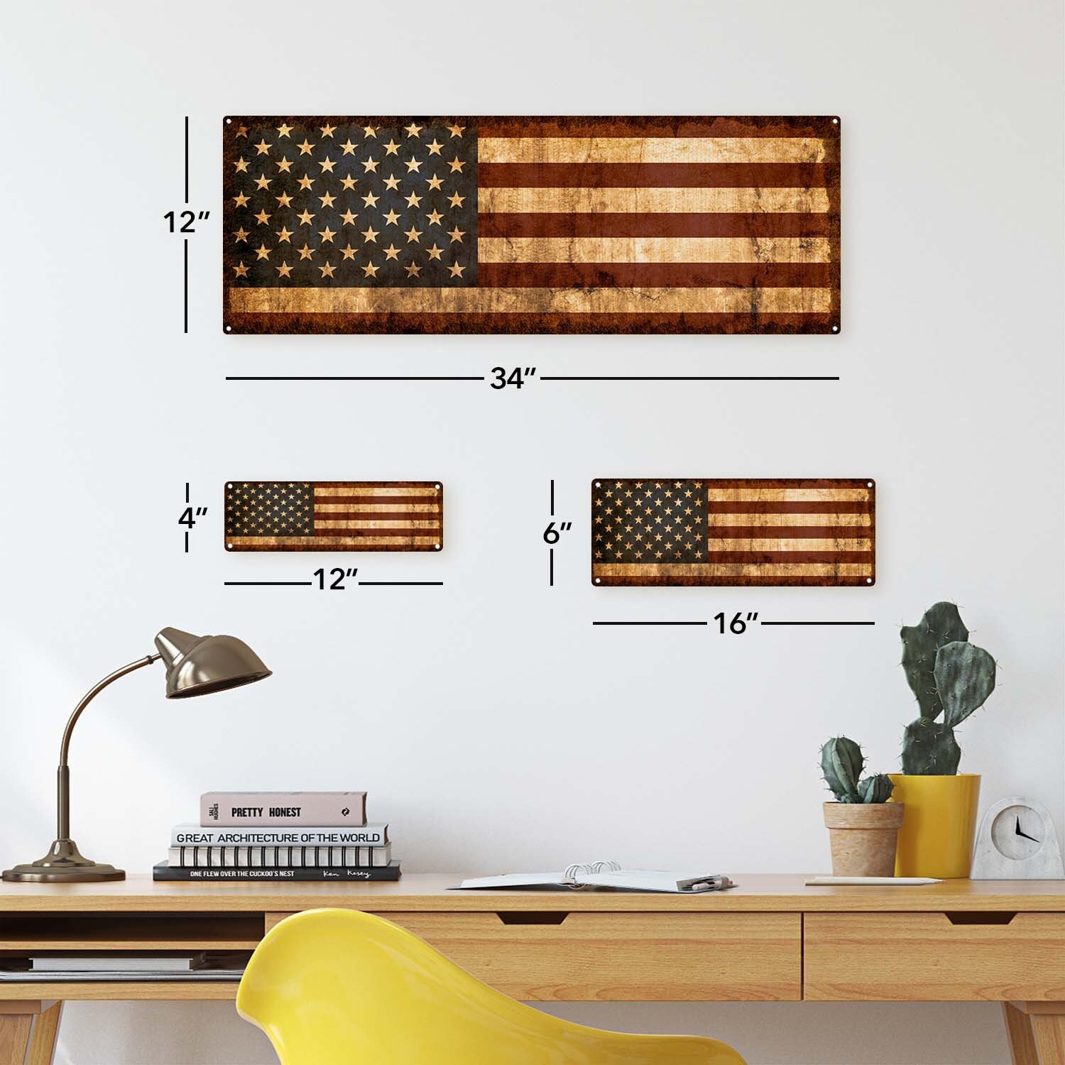Rustic United States Flag Metal Sign; Wall Decor for Home and Office - Etsy