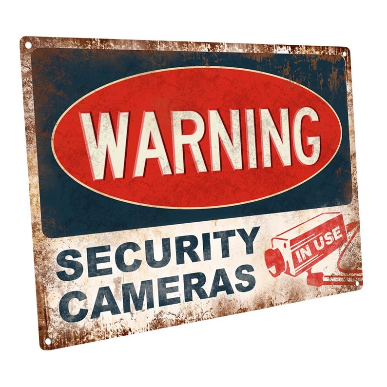 Warning, Security Cameras in Use Metal Sign Wall Decor for Home and Office Unframed