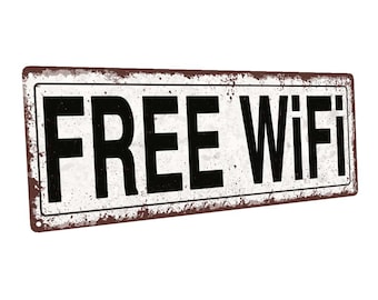 Free Wifi Metal Sign; Wall Decor for Home and Office