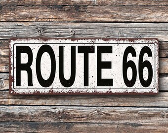 Route 66 Metal Street Sign, Rustic, Vintage