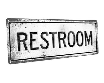 Restroom Metal Sign; Wall Decor for Bath or Laundry