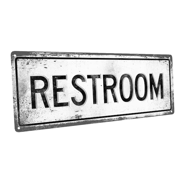 Restroom Metal Sign; Wall Decor for Bath or Laundry