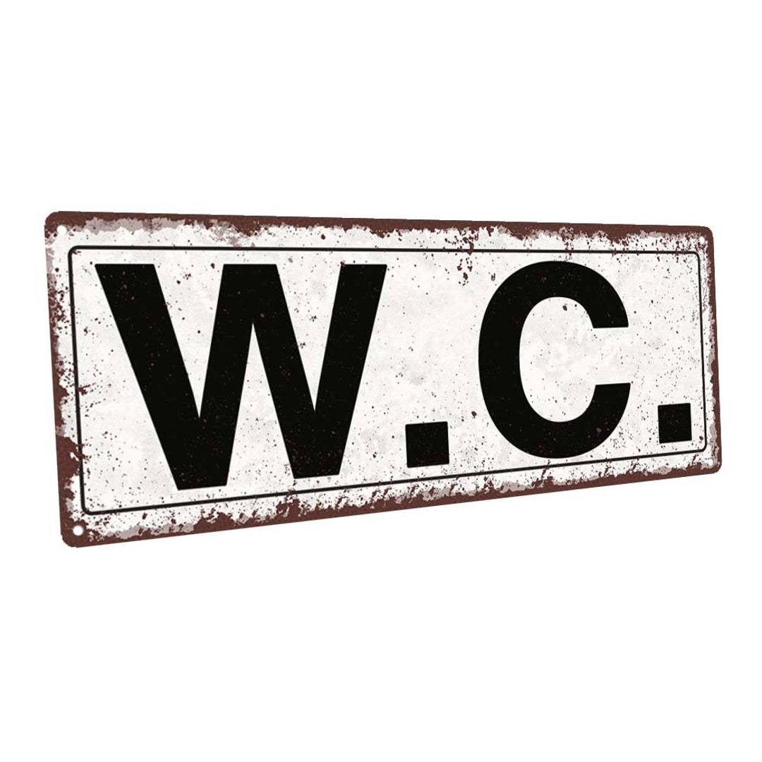 W C Metal Sign Wall Decor For Water Closet Bath Or Laundry Etsy