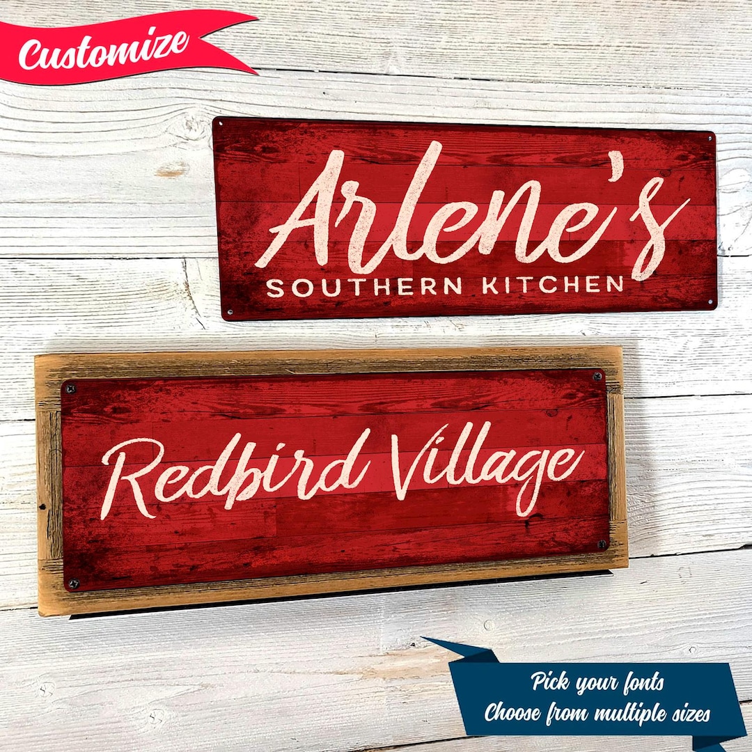 Rustic Red Sign CUSTOM Red Rustic Wood Design on Metal Sign; Wall Decor for Home and ...