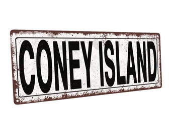 Coney Island Metal Street Sign, Rustic, Vintage