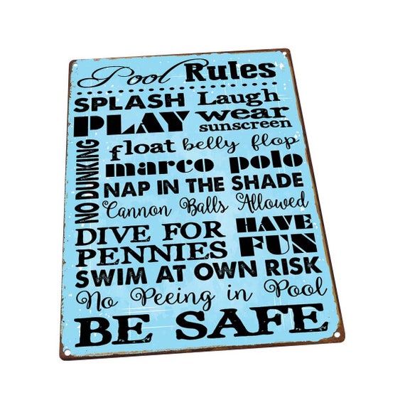 Patio Pool Metal Sign; Wall Decor for Porch or Deck