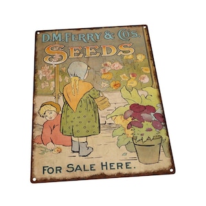 Seeds For Sale Here Vintage Advertisement Metal Sign; Wall Decor for Porch, Patio, or Deck
