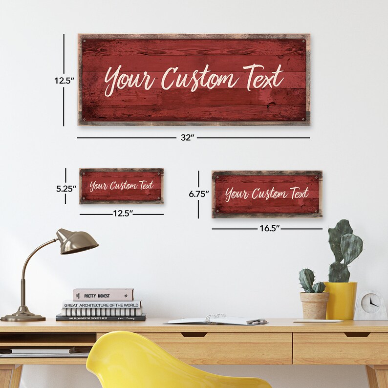 Rustic Red Sign CUSTOM Red Rustic Wood Design on Metal Sign; Wall Decor for Home and ...