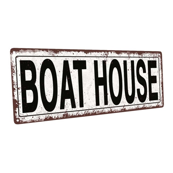 Boat House Metal Sign; Wall Decor for Porch, Patio, or Deck