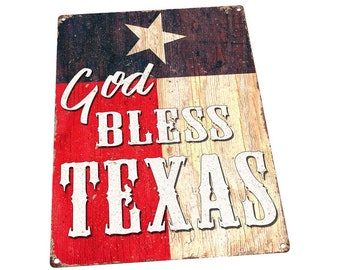 Texas Cowboys God Bless Our Home Texas Flag Barn Star – Rustic