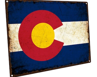 Colorado State Flag Metal Sign; Wall Decor for Home and Office