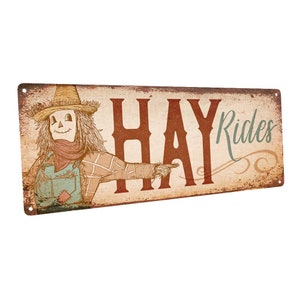 Letrero de metal de paseos en heno; decoración de pared para ocasiones especiales