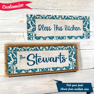 CUSTOM Blue Spanish Tiles Metal Sign; Wall Decor for Home and Office, Personalized Gift
