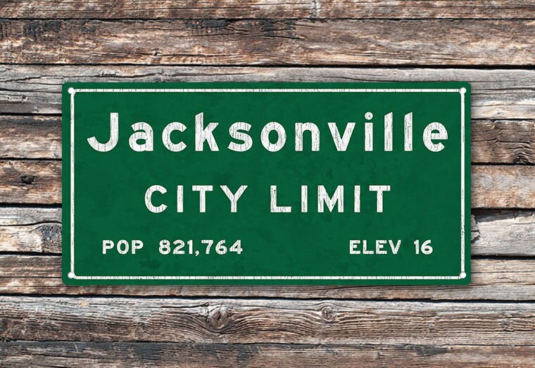 Jacksonville City Limit Metal Sign Florida Population Etsy