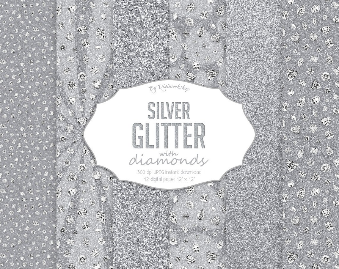 Silver Glitter Digital Paper silver Glitter With Etsy