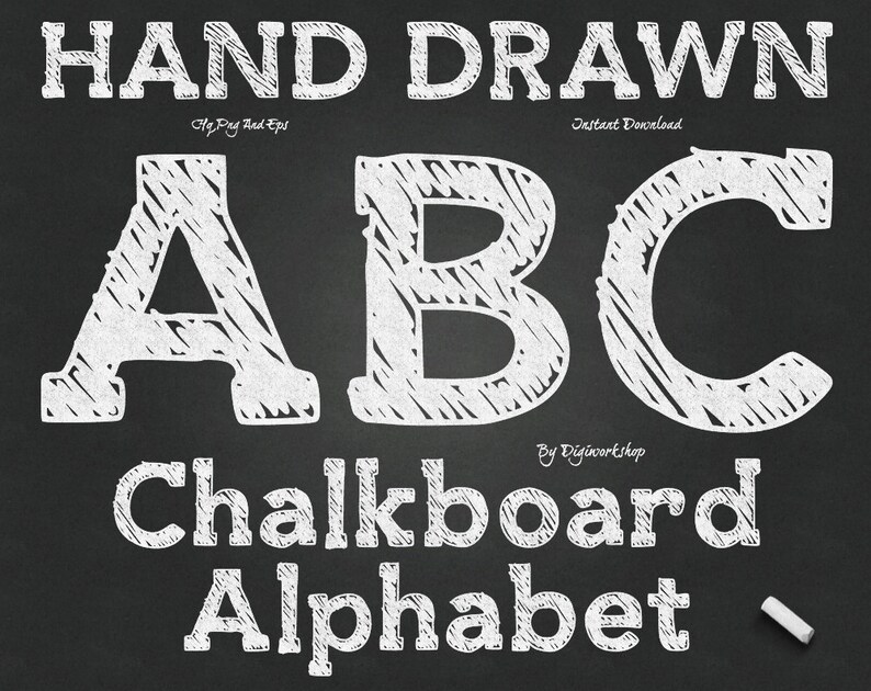 Chalkboard Alphabet Clip Art chalk Alphabet Etsy