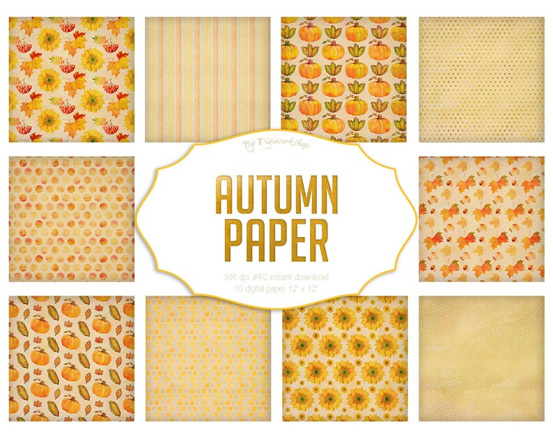 Autumn Digital Papers: autumn Paper Autumn | Etsy