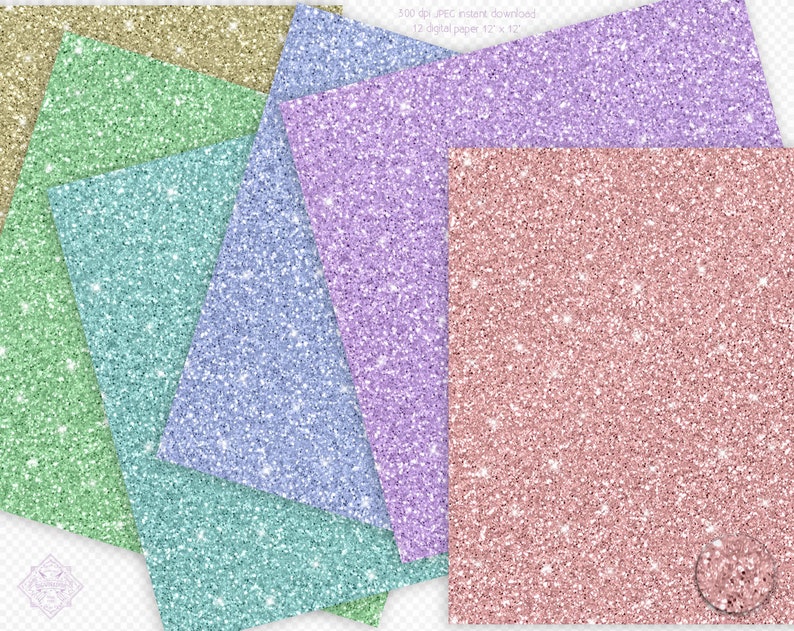 Pastel Glitter Digital Paper digital fullcolor shining light Etsy