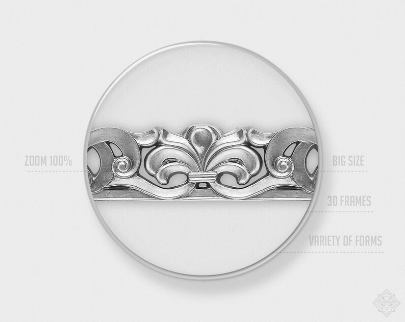 Silver Ornate Picture Frames Digital Clipart Of 30 Round Etsy