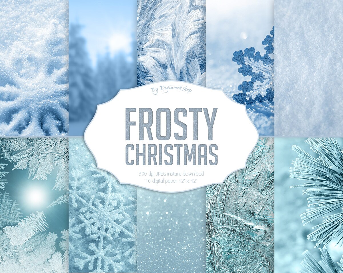 Christmas digital paper: FROSTY CHRISTMAS set Etsy