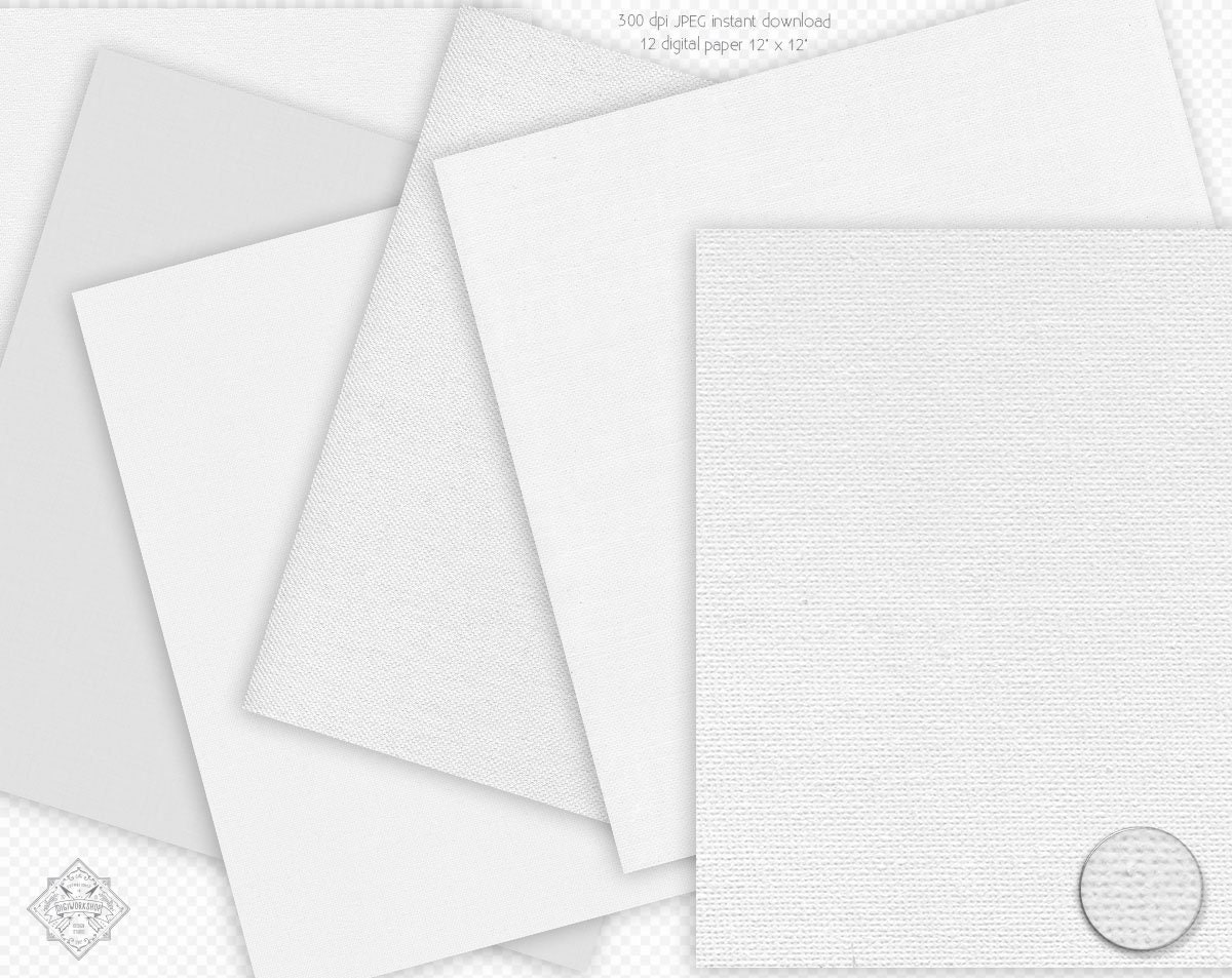 White Canvas Digital Paper White Canvas Textures Etsy