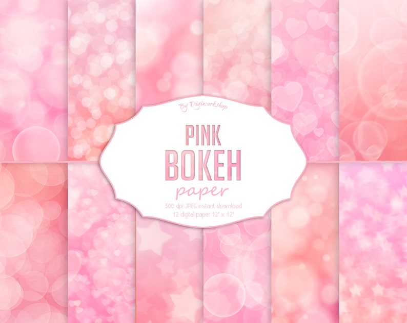 Pink Bokeh Digital Paper Set With Various Bokeh Backgrounds Etsy