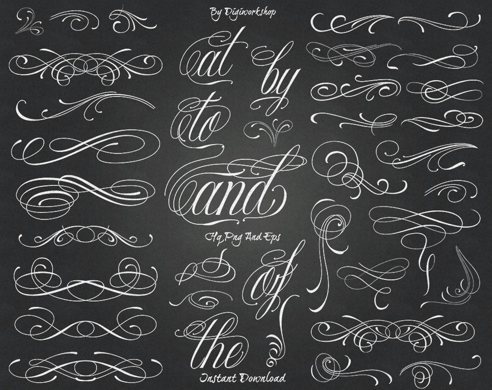 Chalkboard Flourishes Clip Art chalkboard Etsy