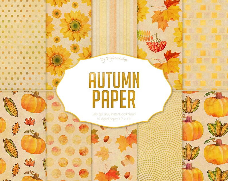Autumn Digital Papers: autumn Paper Autumn | Etsy