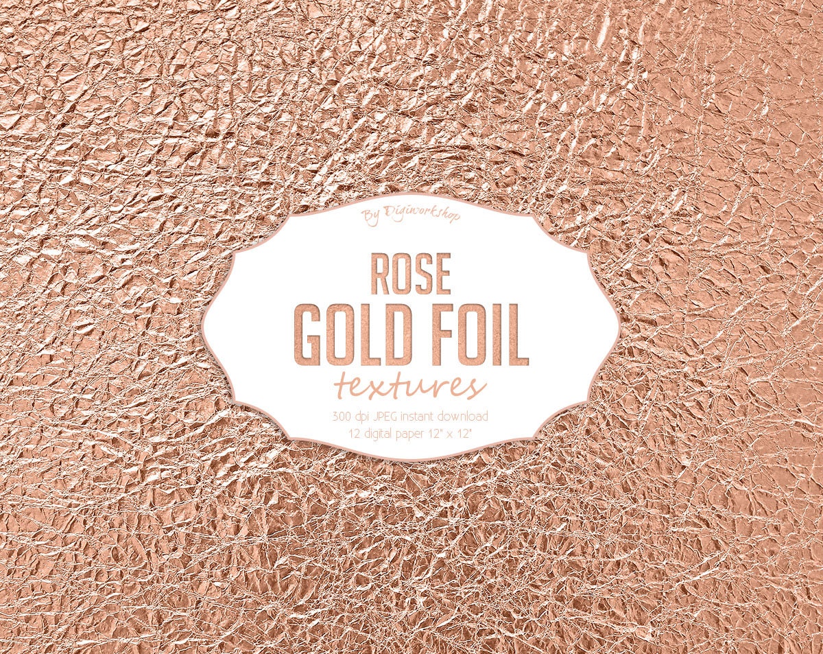 Rose Gold Foil Textures Digital Paper Metallic Foil Textures Etsy