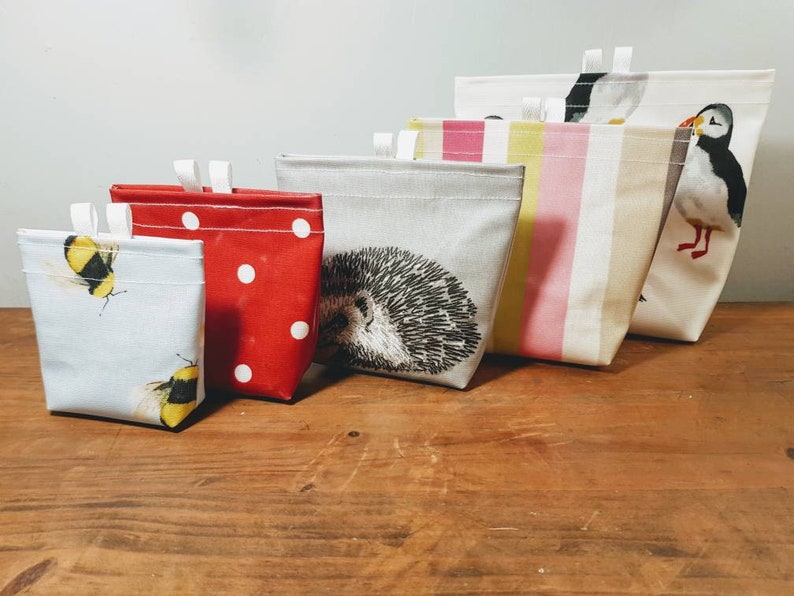 5 Sizes Oilcloth Velcro Fastening Snack Bags Lunch Bags in Etsy UK