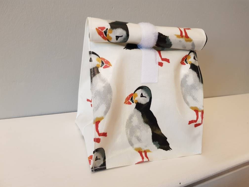 Zero waste Reusable Oilcloth Velcro fastening Lunch / Sandwich bag, A…