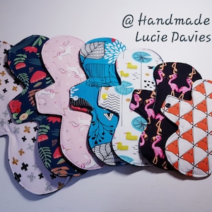 8" - 14" Light, Medium, Heavy Reusable Menstrual Pads - Incontinence Pads - TEARDROP SHAPE - Reusable Sanitary Pad, Zero Waste, Ecofriendly