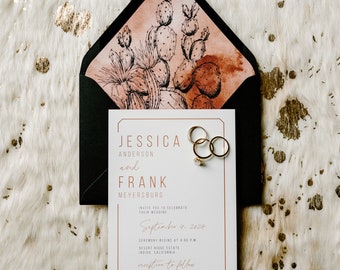 Boho Desert Wedding Invitation with Cactus