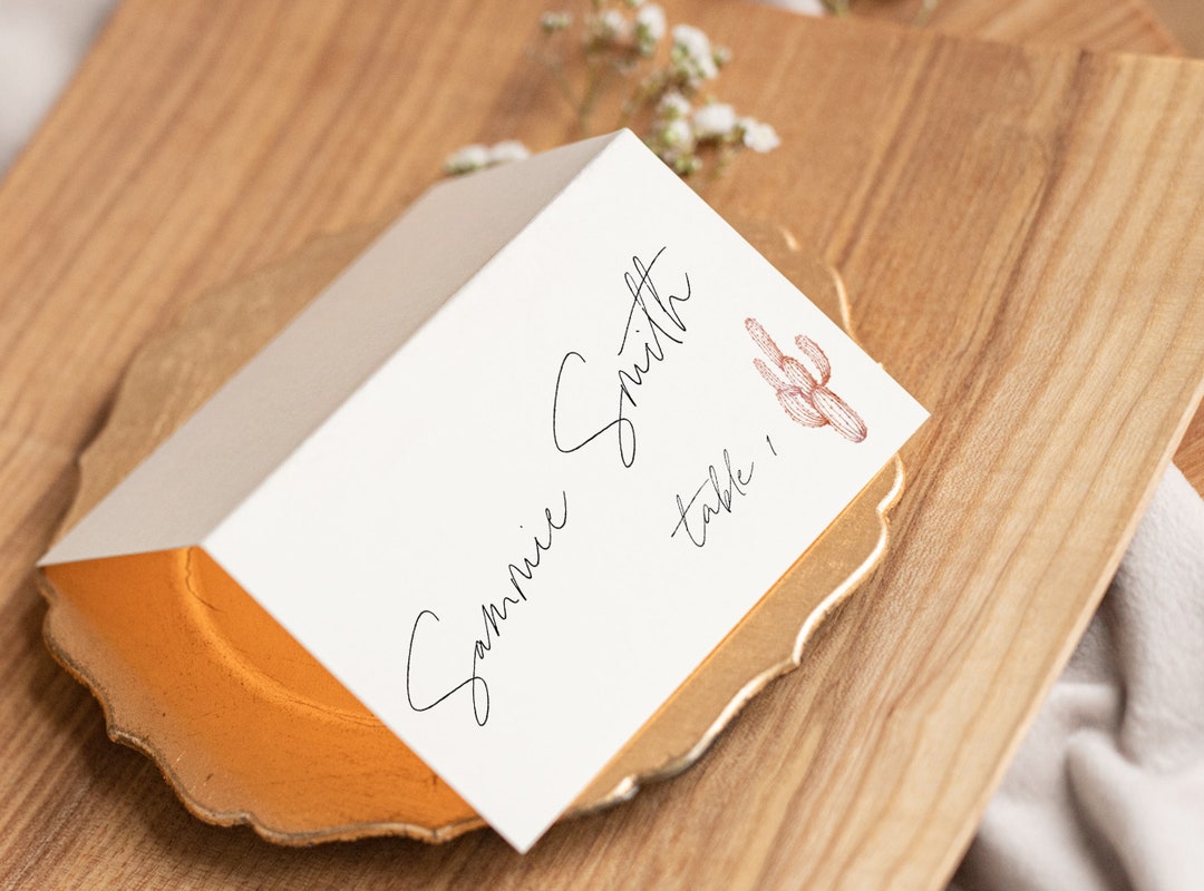 Customizable Wedding Guest Card Template, Boho Cactus Desert Escort ...