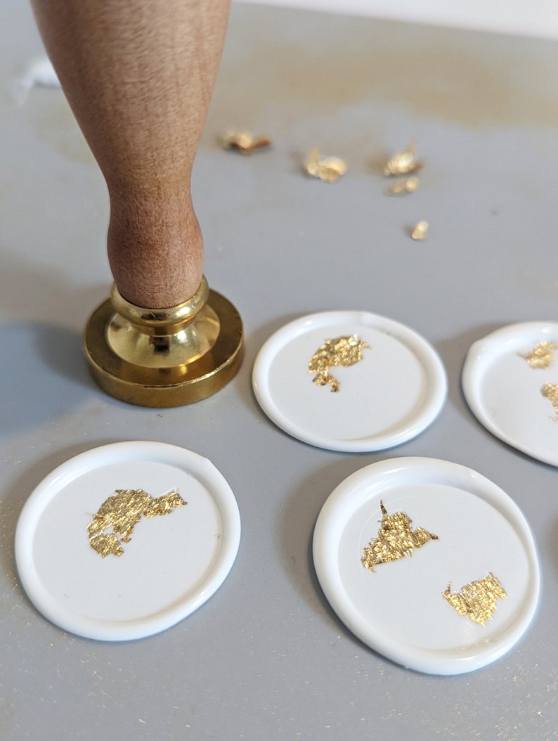 Custom Premade Wax Seals with White and Gold Flecks, Luxury Stick on Wax Seals image 3