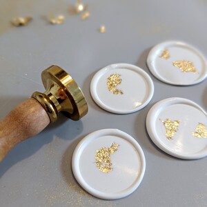 Custom Premade Wax Seals with White and Gold Flecks, Luxury Stick on Wax Seals image 2