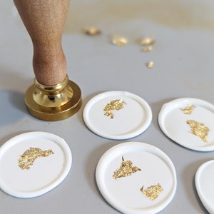 Custom Premade Wax Seals with White and Gold Flecks, Luxury Stick on Wax Seals image 6