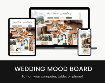 Mountain Wedding Design Guide, Wedding Mood Board Template