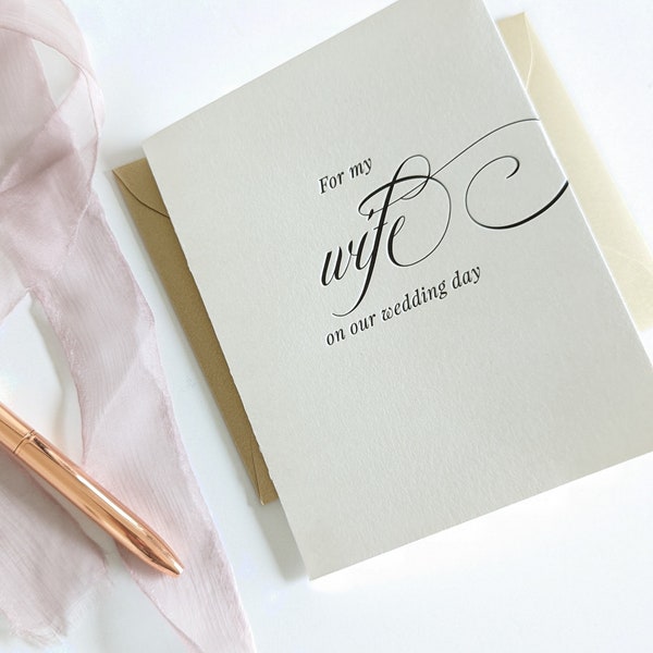 For My Wife on Our Wedding Day, Letterpress Wedding Greeting Card