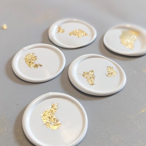 Custom Premade Wax Seals with White and Gold Flecks, Luxury Stick on Wax Seals image 1
