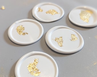 Custom Premade Wax Seals with White and Gold Flecks, Luxury Stick on Wax Seals