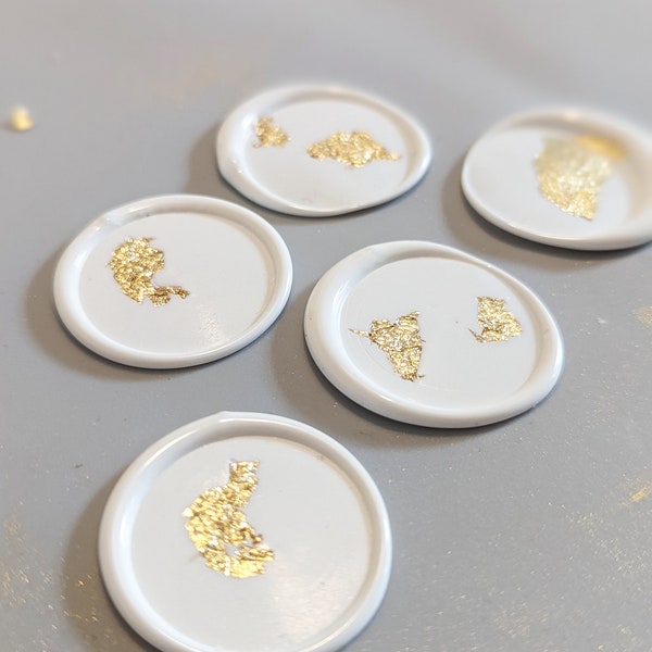 Custom Premade Wax Seals with White and Gold Flecks, Luxury Stick on Wax Seals