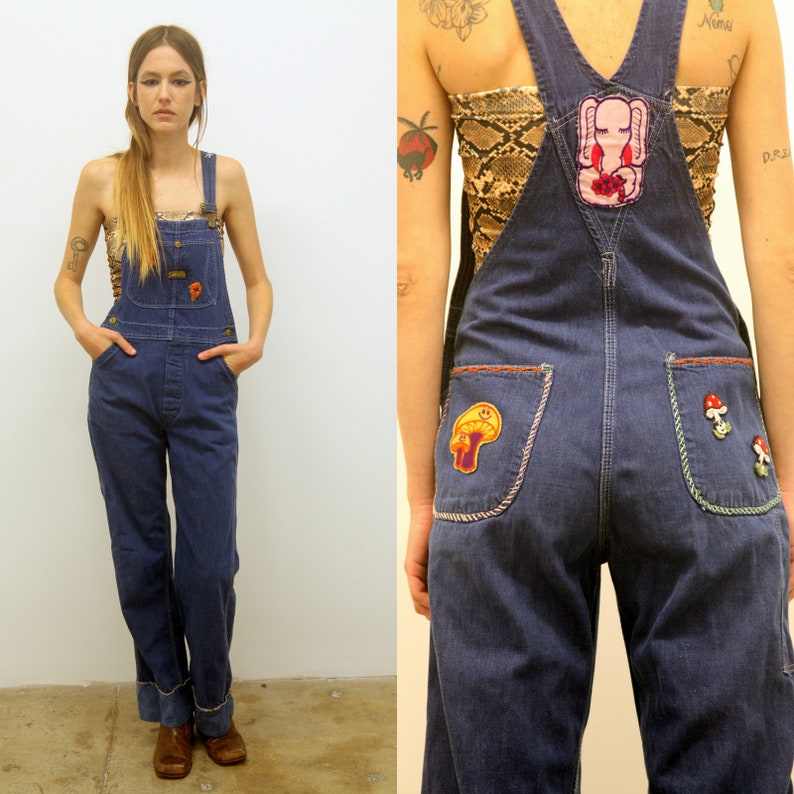 Sanforized Denim great condition. 1960/'s Vintage Customized Denim Rare Psychedelic Patches