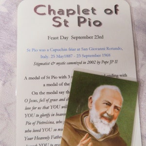 Instruction card for Chaplets