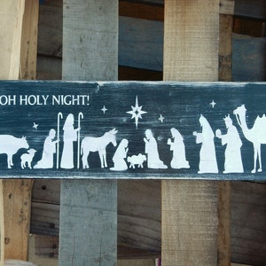 Oh Holy Night, Nativity Scene, Religious Sign, Christmas decor, Holiday Decorations, Christmas, Manger, Religious Decor, Farmhouse decor image 5