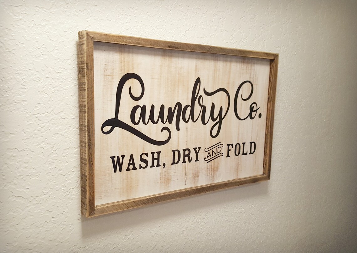 Señal de lavandería lavado de plegado seco decoración de la | Etsy