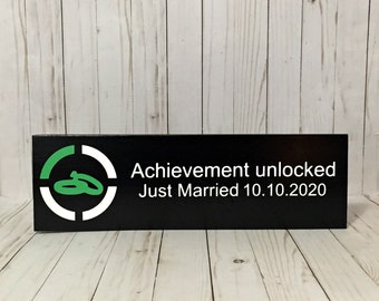 Achievement Unlocked Just Married, Personalized Wedding Sign, Video Game Wedding Sign, Wedding Signage, Geek wedding, Just Married Sign