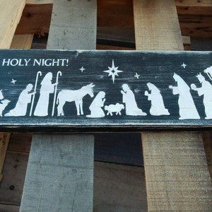 Oh Holy Night, Nativity Scene, Religious Sign, Christmas decor, Holiday Decorations, Christmas, Manger, Religious Decor, Farmhouse decor image 4