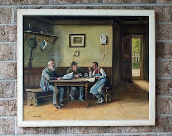 German painting on canvas by E. Neustien