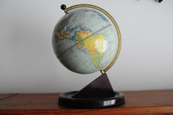 Vintage Chad Valley tinplate globe/ Made in England/ 1950's / Free Shipping!